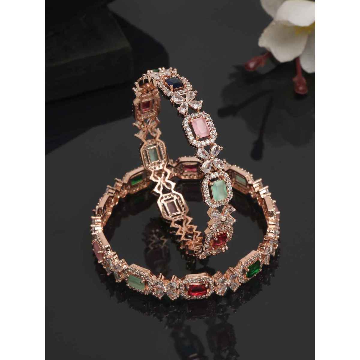 Youbella Jewellery Stylish Multi-Color Stone Studded Bangles For Girls And Women(Ybbn - 91889 - 2.8)