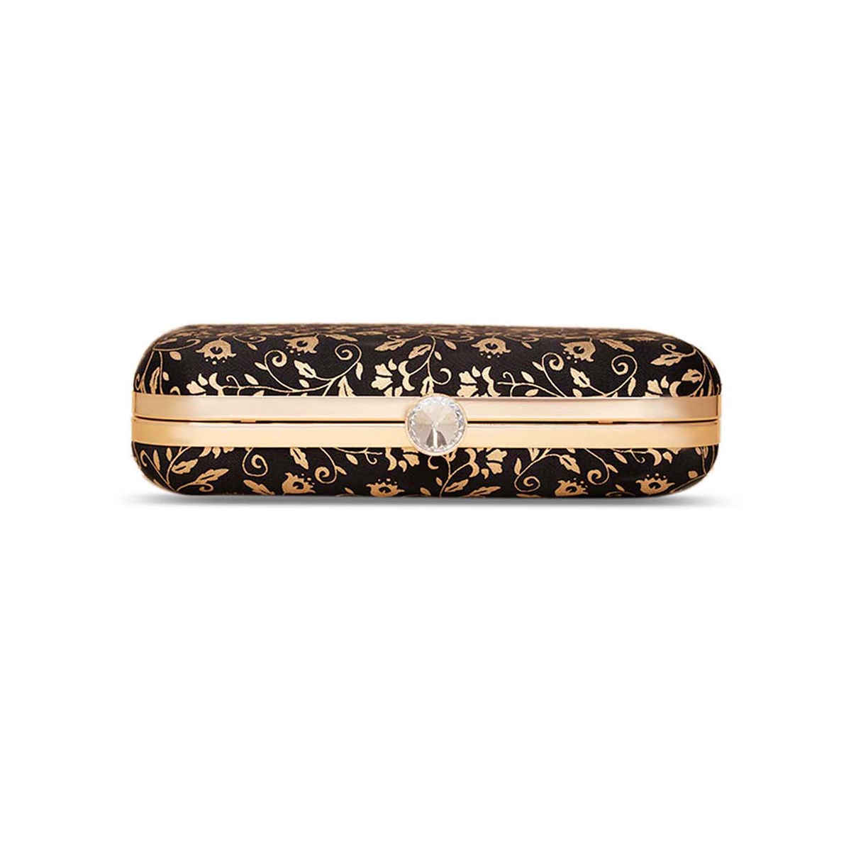 Zouk Srinagar Garden Clutch - Black and Golden