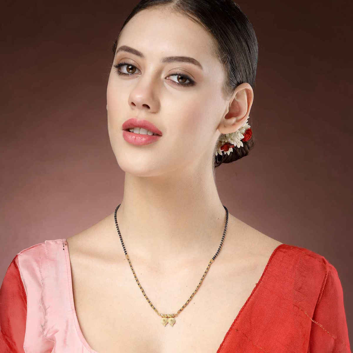 NVR Women's Gold - Plated Black Beaded Mangalsutra | NVR2725