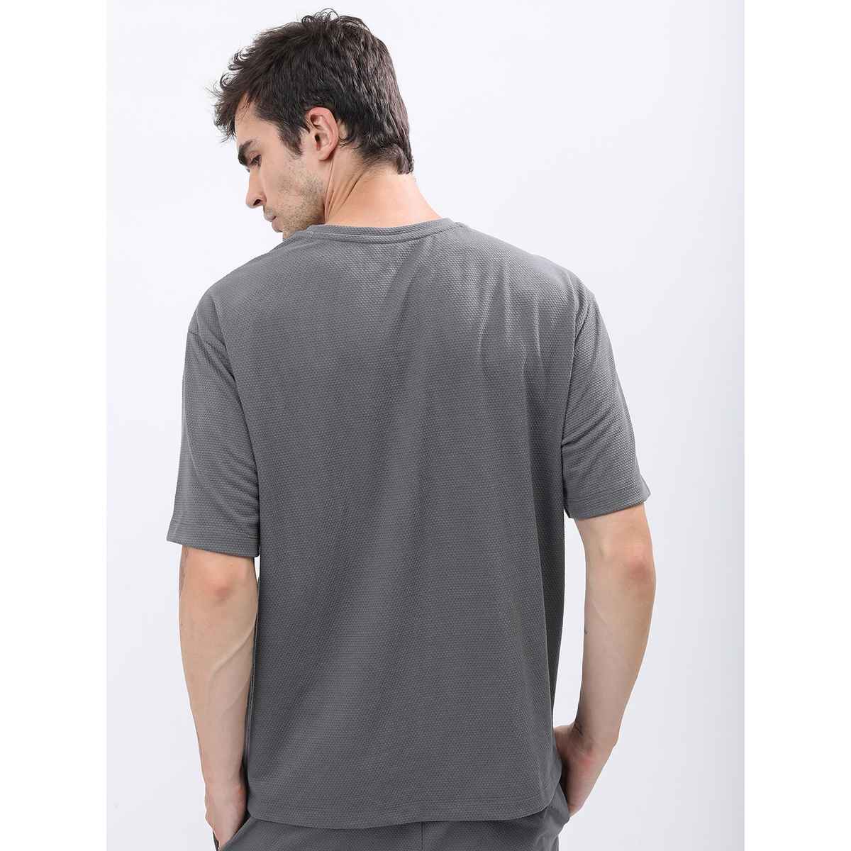 HIGHLANDER Men's Popcorn Structured Oversized T-shirt | Grey - L