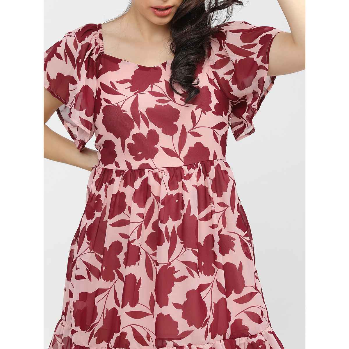 Tokyo Talkies Women's Floral A-Line Dress | Pink - L