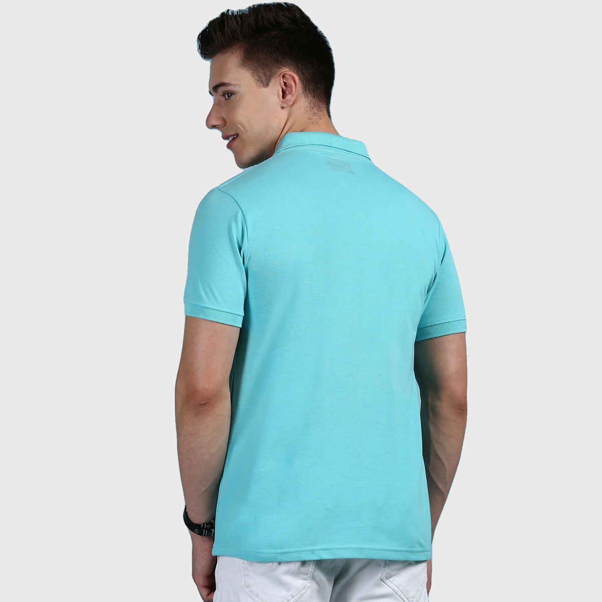 Lux Cozi Men's Solid Cotton Polo T-shirt with Pocket | Pool Blue - S