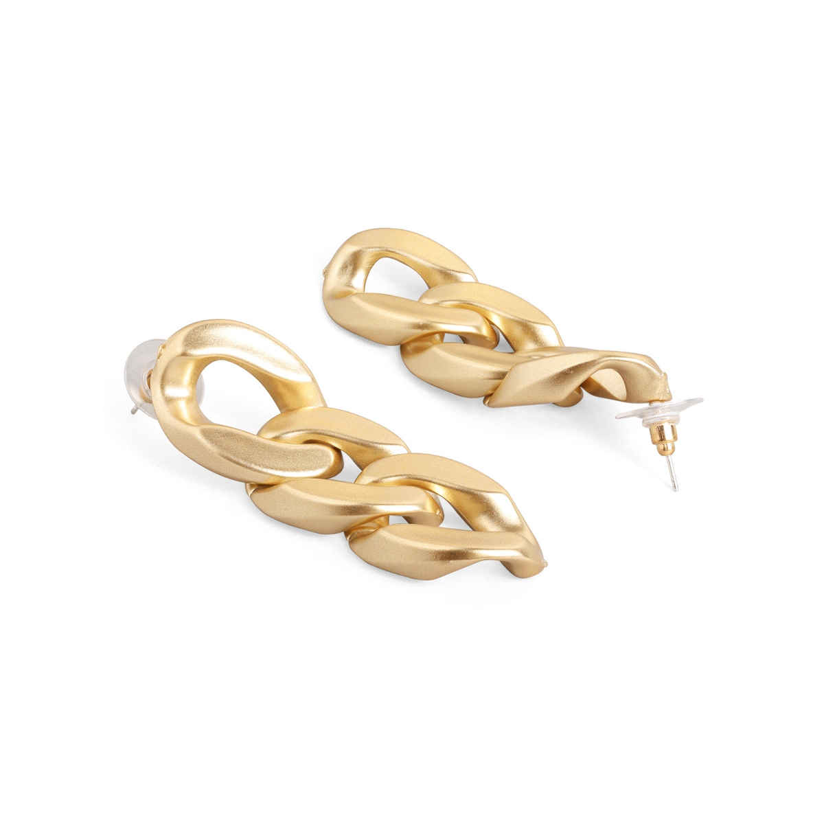 Rubans Gold Plated Matte Finish Chain Link Drop Earrings