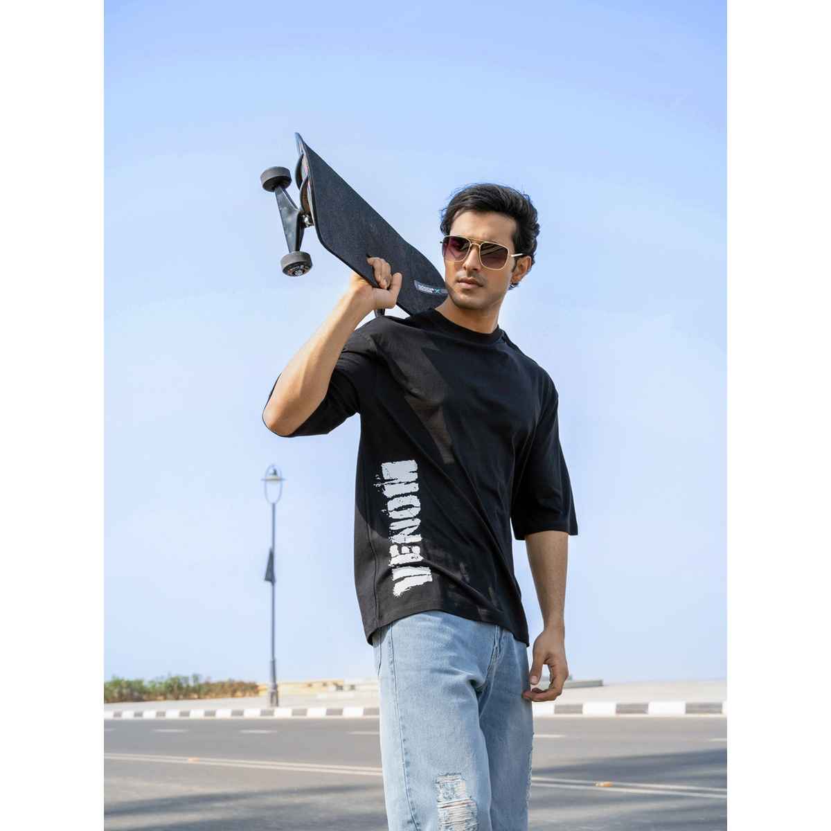 Bonorganik Men's Venom Oversize Front Print T-shirt | BON12024 | Black - M