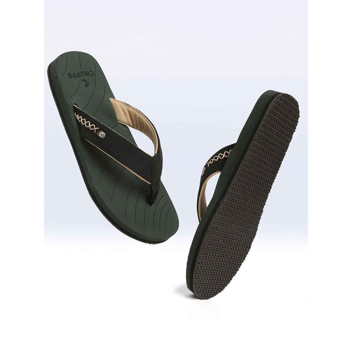 Chupps Men's X-Flex Olive & Green Flip Flops - UK9