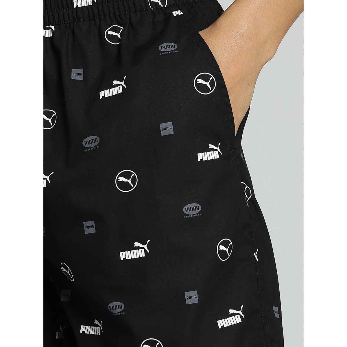 Puma Men s Printed Woven Boxers with Side Pocket | Black-White | XXL