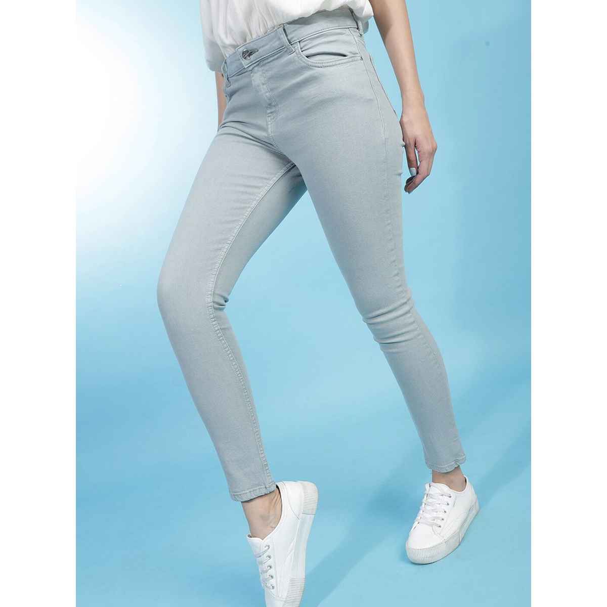 Freehand Women's Casual Skinny Fit Jeans | Green - 34