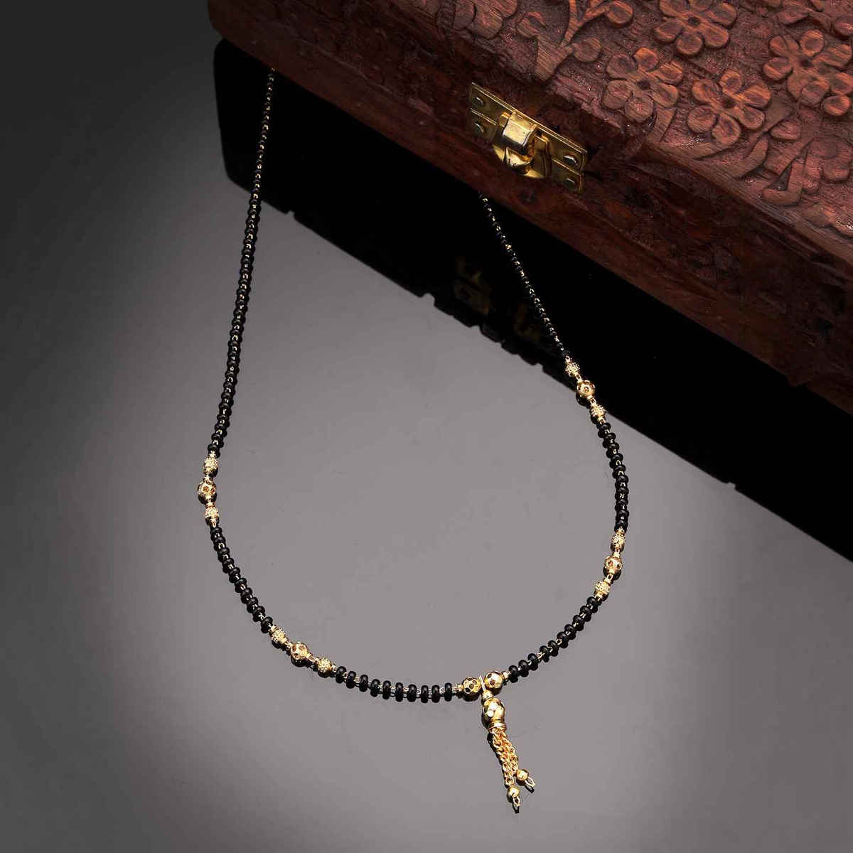 NVR Black Gold Plated Beaded Mangalsutra | NVR2144