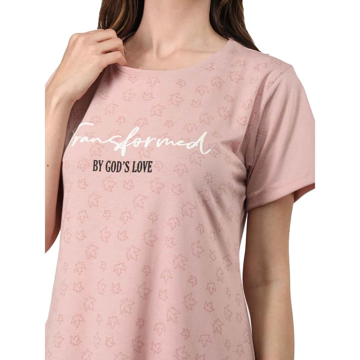 Duchess Women's Cotton Blend Printed Knee Length Nighty | Mouse - L