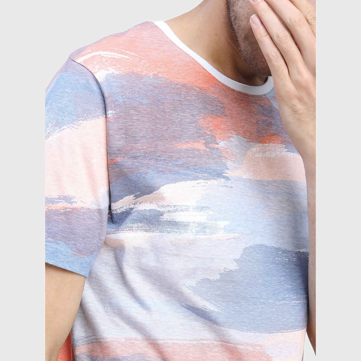 Locomotive Men's Round Neck Short Sleeve Slim Fit Printed T-shirt | Multicolour - S