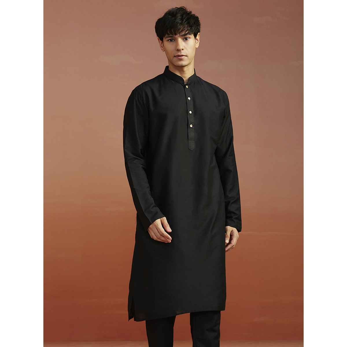 Vastramay Men's Viscose Kurta | Black - M