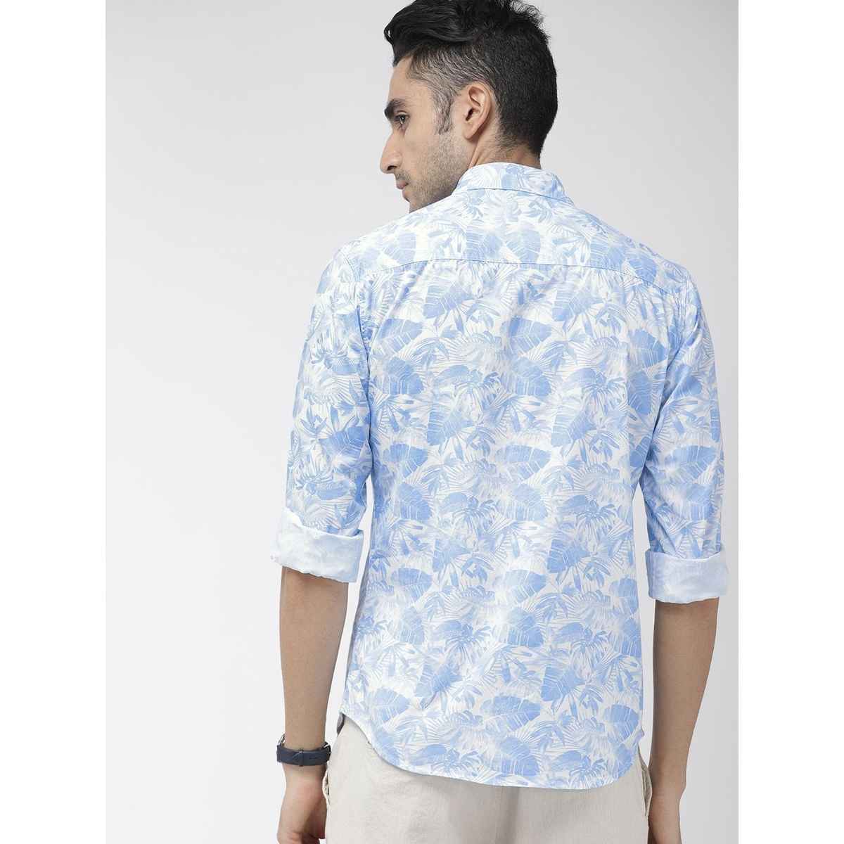 The Indian Garage Co Men's Slim Fit Abstract Print Casual Shirt | Blue - S