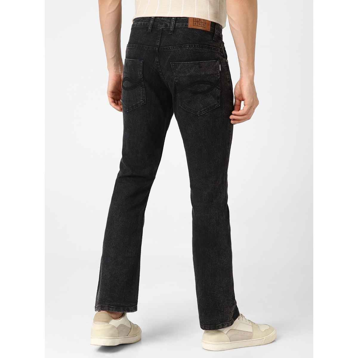 Urbano Fashion Men's Bootcut Jeans Washed Stretchable | Black | 28