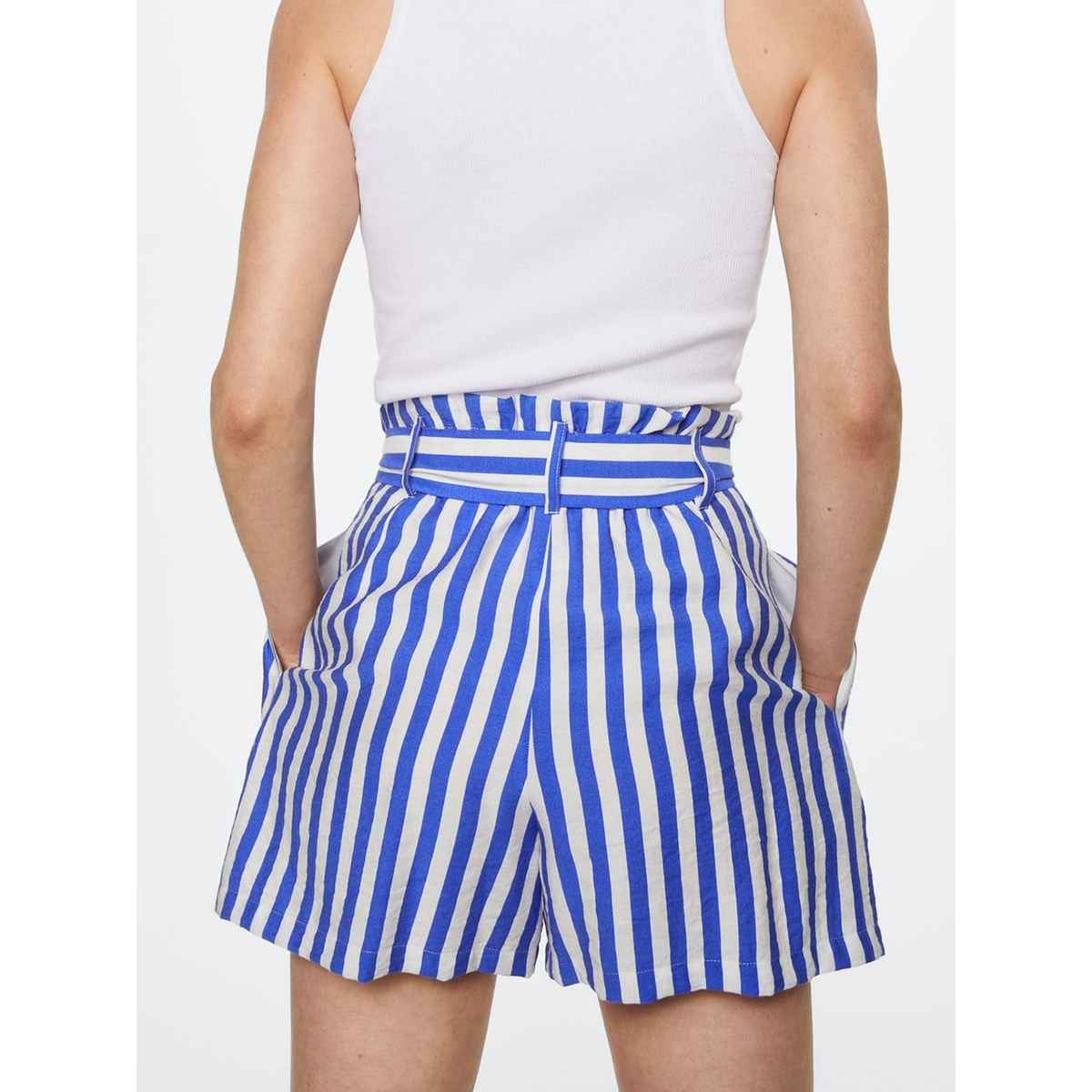 Luxrio Women's Shorts Cotton Striped Shorts | WMNSHORTSSTRP | Blue - S