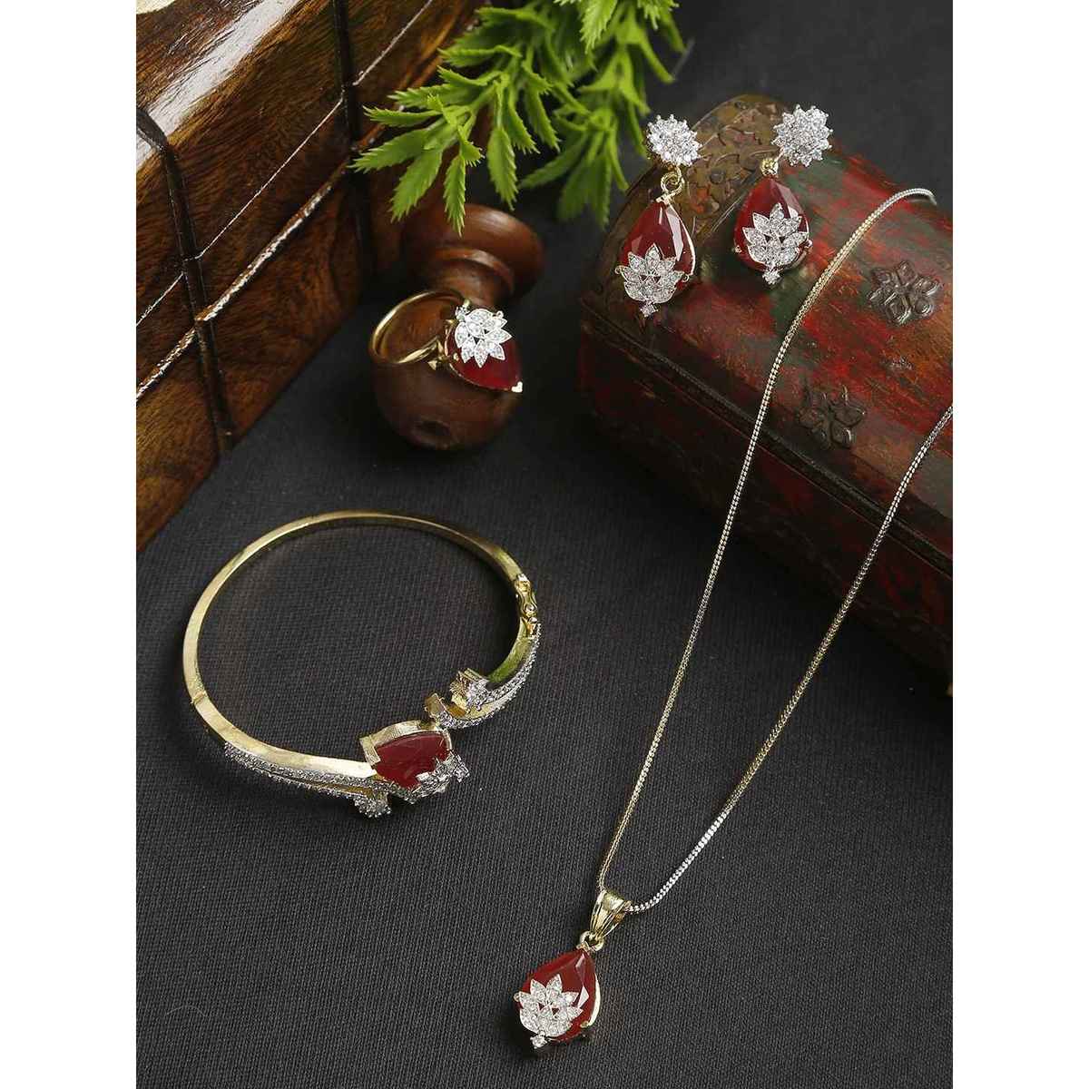 Youbella Ad Combo Of Jewellery Set For Girls And Women (Red)(Mix - Combo - 77)