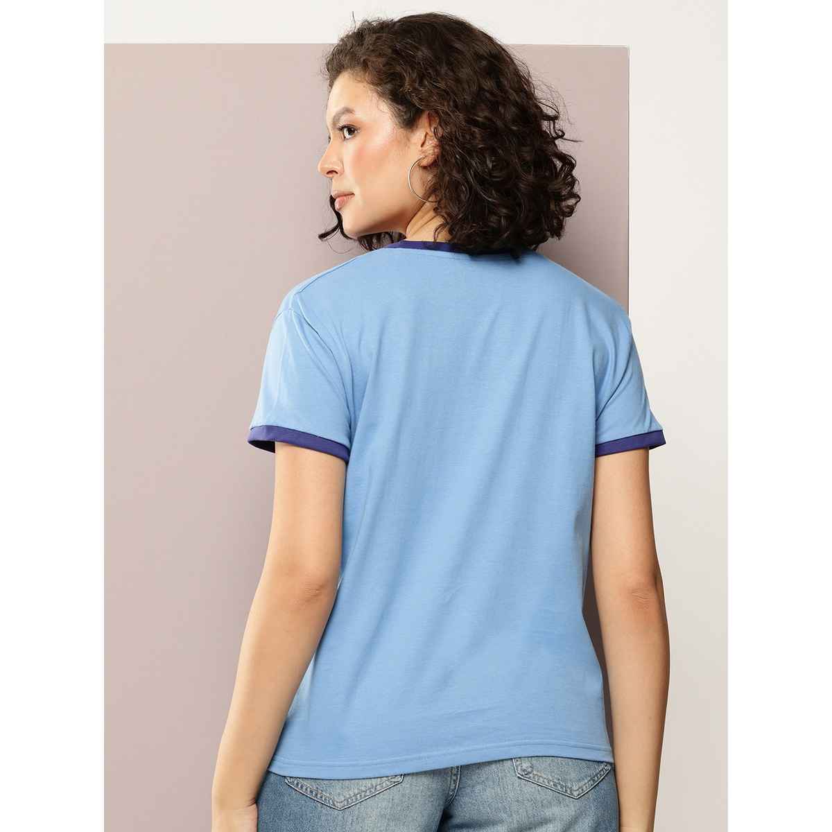 Dillinger Women's Boxy Regular Embroidery Crew Neck T-shirt | Blue - M