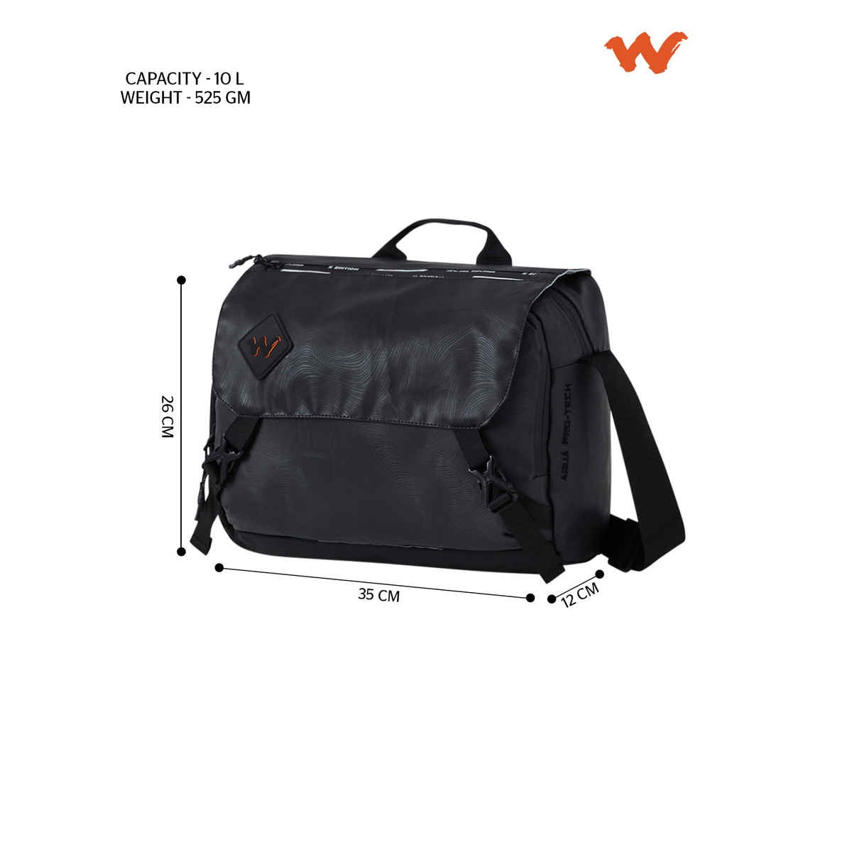 Wildcraft Unisex PU 10 L Messenger Bag | Black