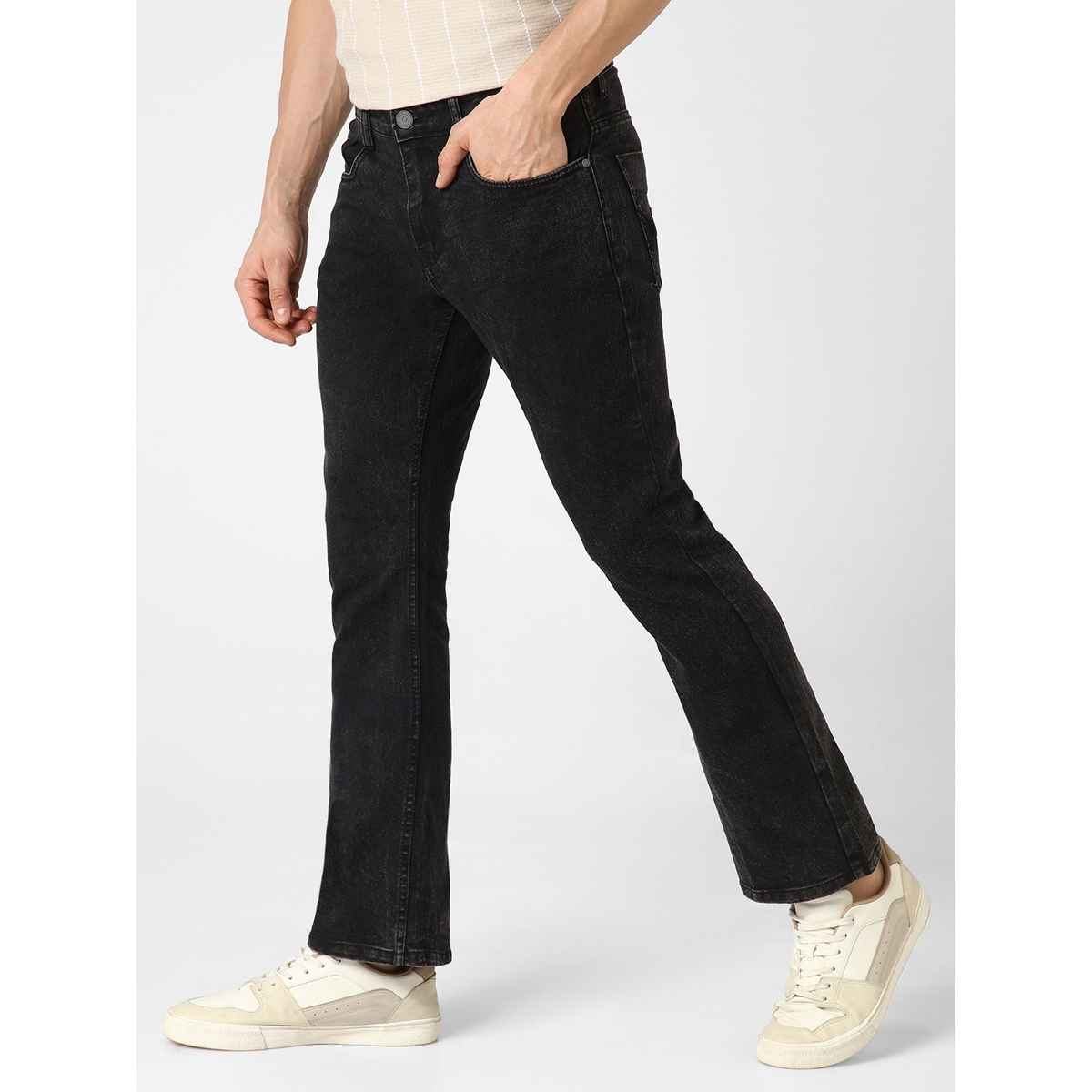 Urbano Fashion Men's Bootcut Jeans Washed Stretchable | Black | 28