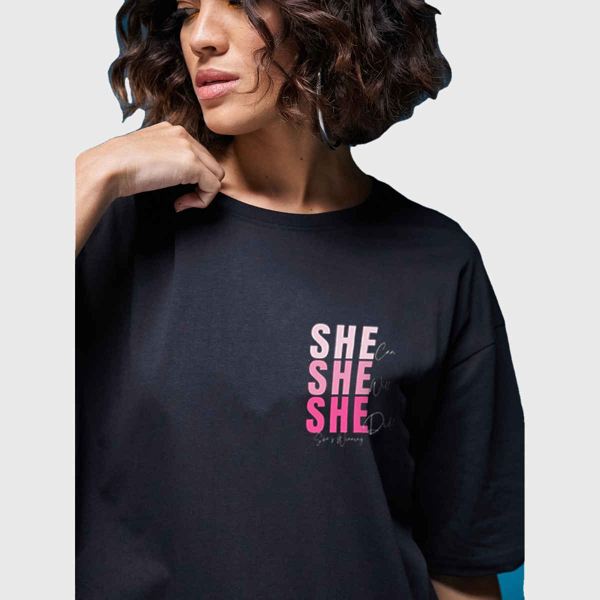 Smartees Women's Oversize Printed T-shirt | WW - 2045 | Black - L