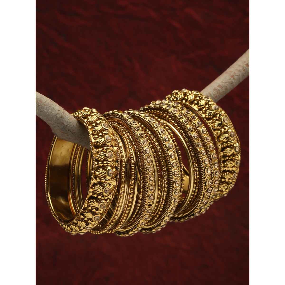 Shining Diva Fashion Antique Gold Plated Set of 26 Stylish Traditional Bangle for Women 11189b-2.8