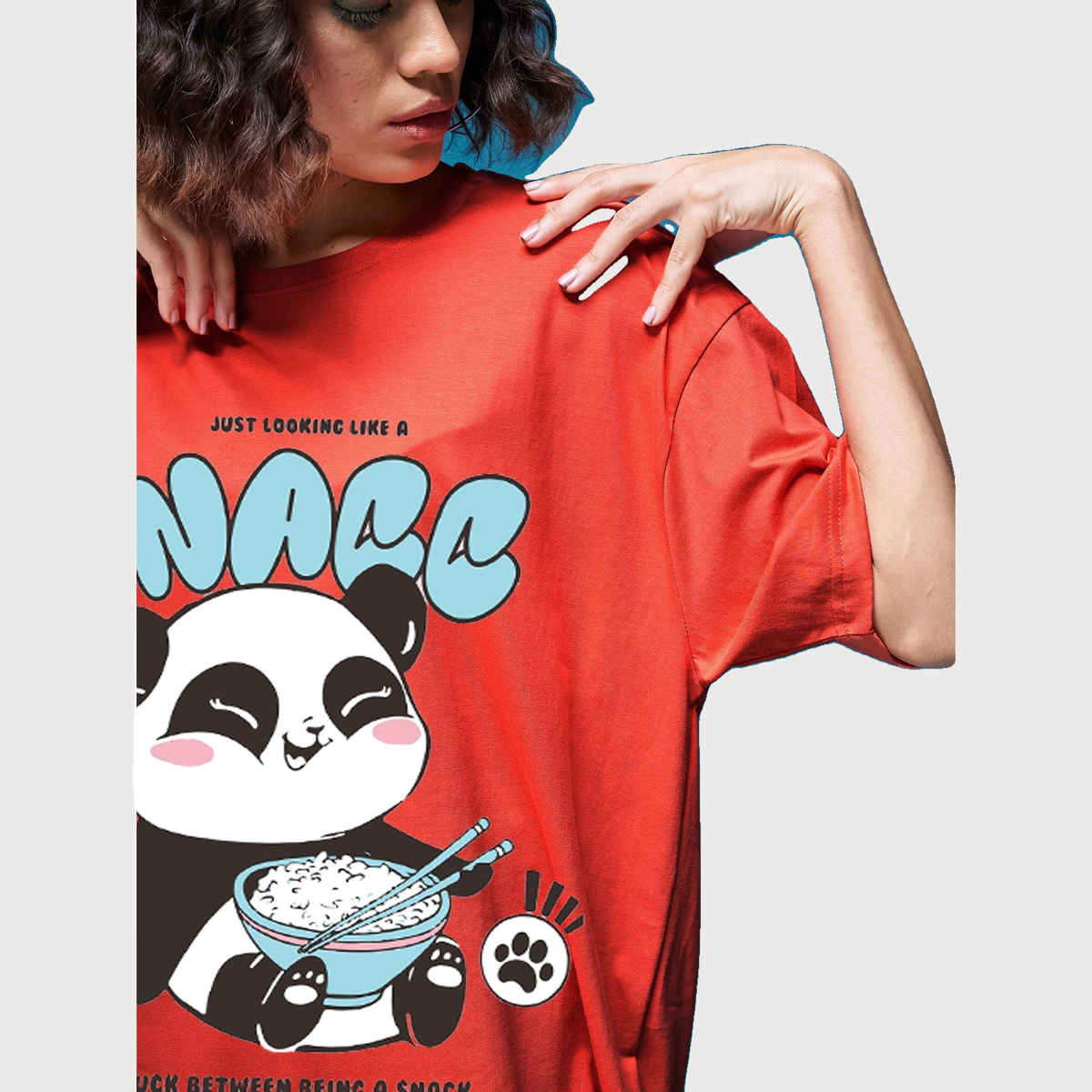 Smartees Women's Oversize Printed T-shirt | WW - 2062 | Orange - S