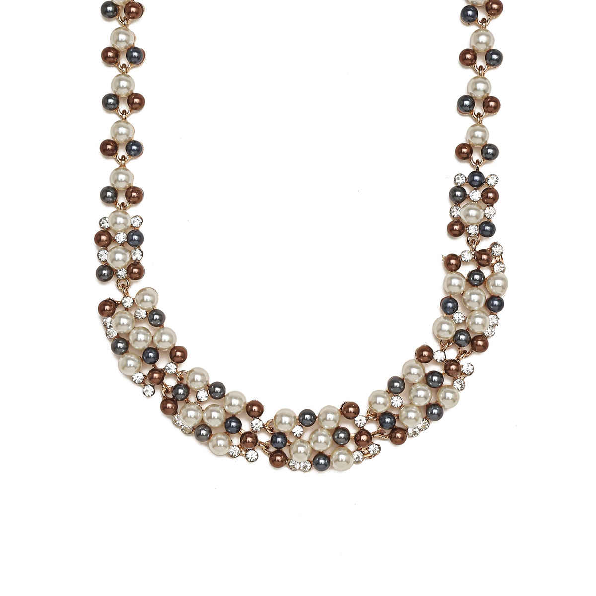 YouBella Gold-Plated Brown & White Stone-Studded Jewellery Set (YBNK - 50347)