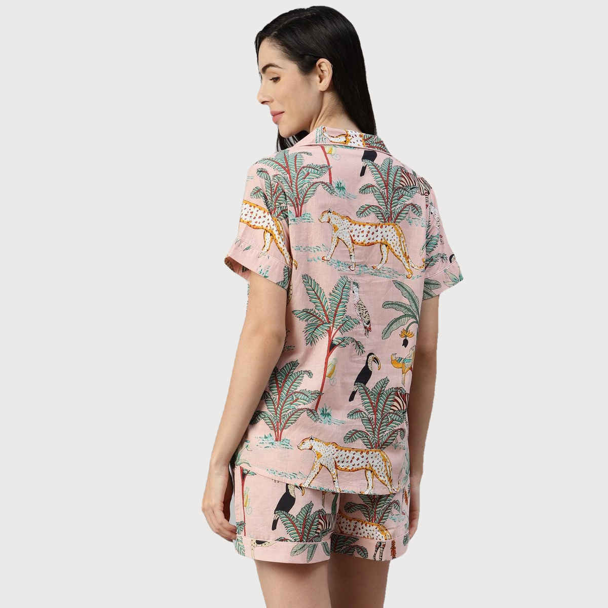 Divena Cotton Floral Print Women's Night Suit | DK0220 | Pink - XL