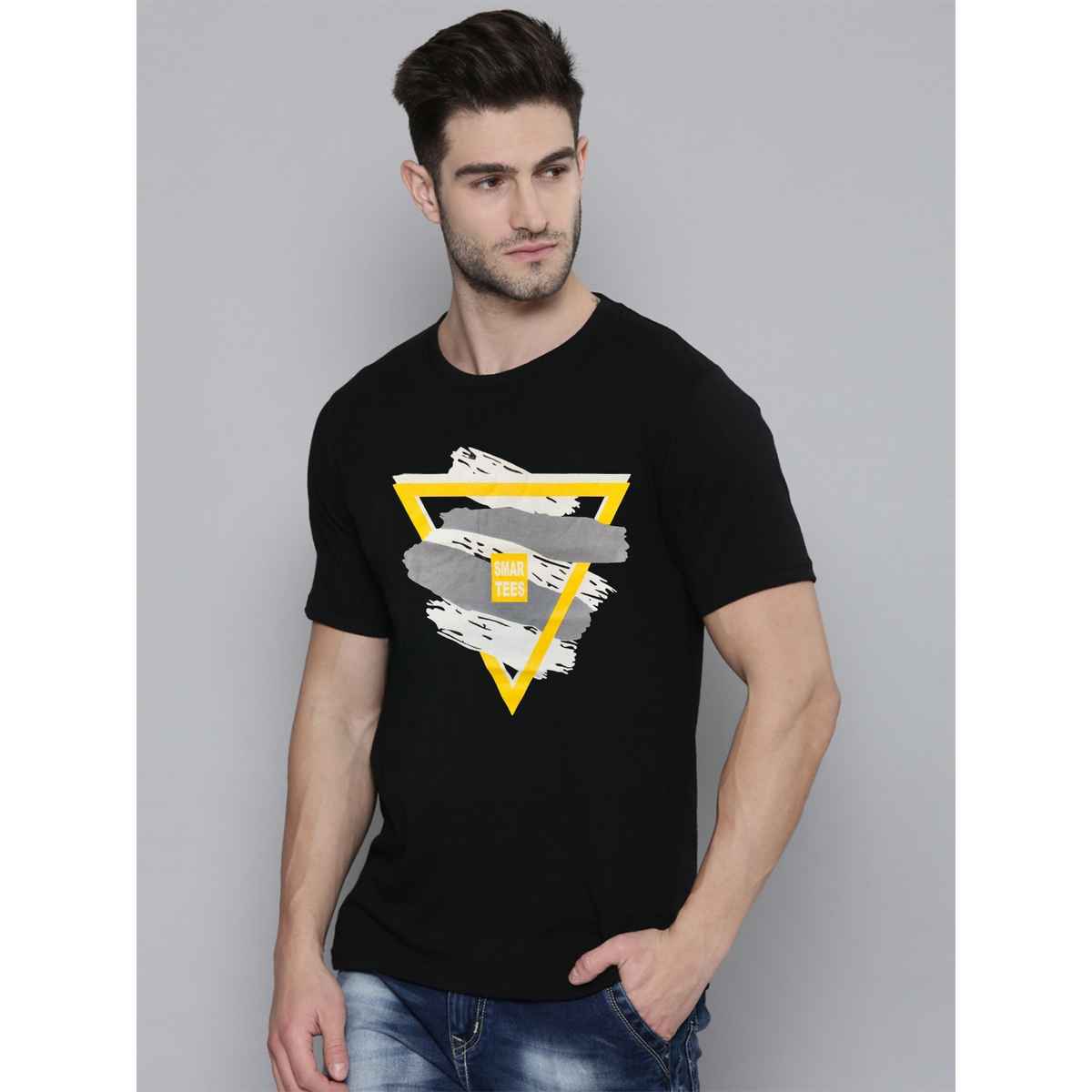 Smartees Men's Printed T-shirt | Style No 13 | Black - XL