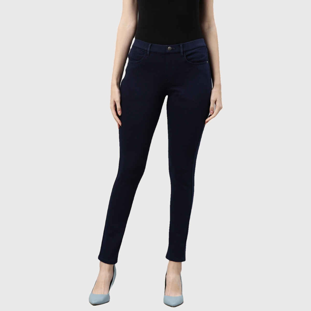 Go Colors Women's Solid Super Stretch Jeggings | LJ03 | Navy - S