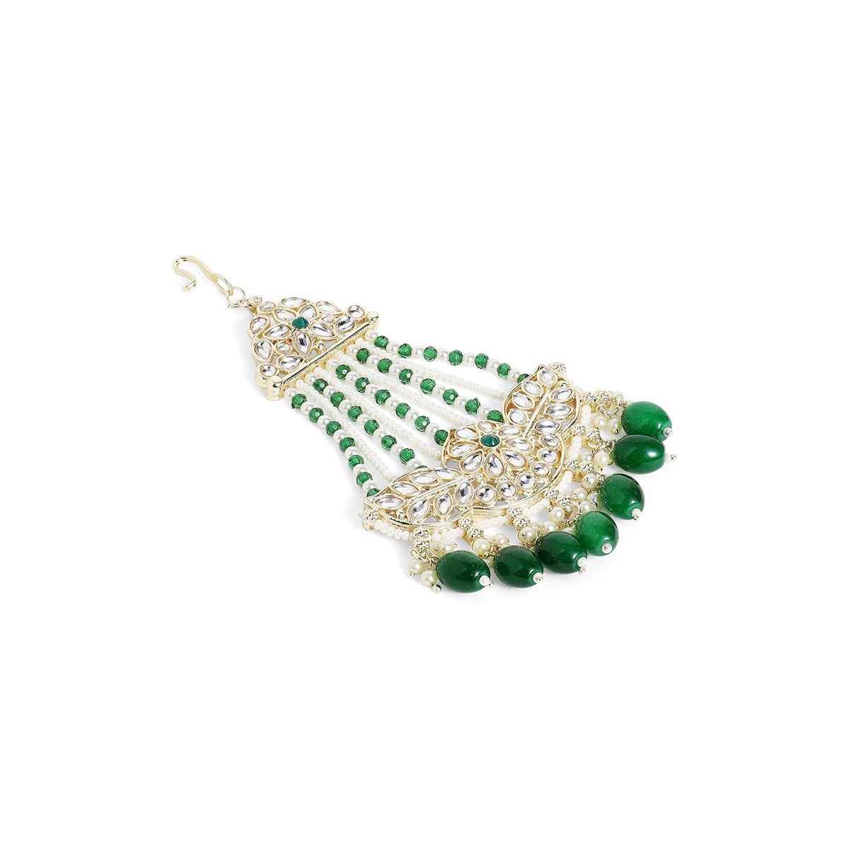 Priyaasi Gold Plated Kundan Studded Jhumar Passa Head Jewellery