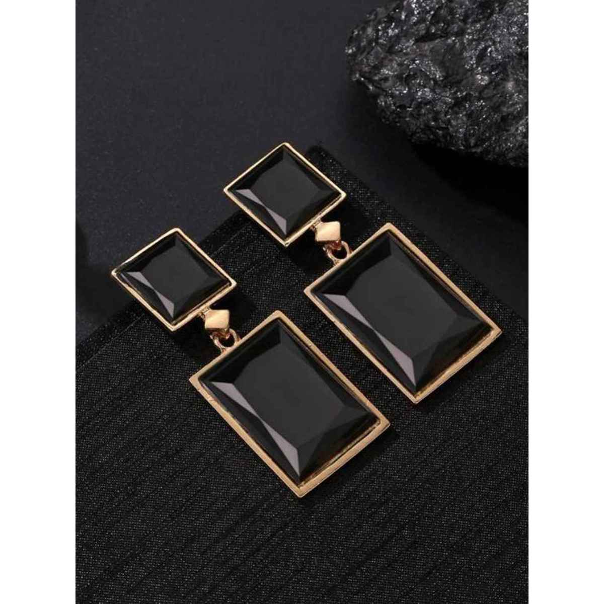 Youbella Jewellery Girls And Women'S Gold Plated Crystal Handmade Earrings (Black)(Ybear - 32842)