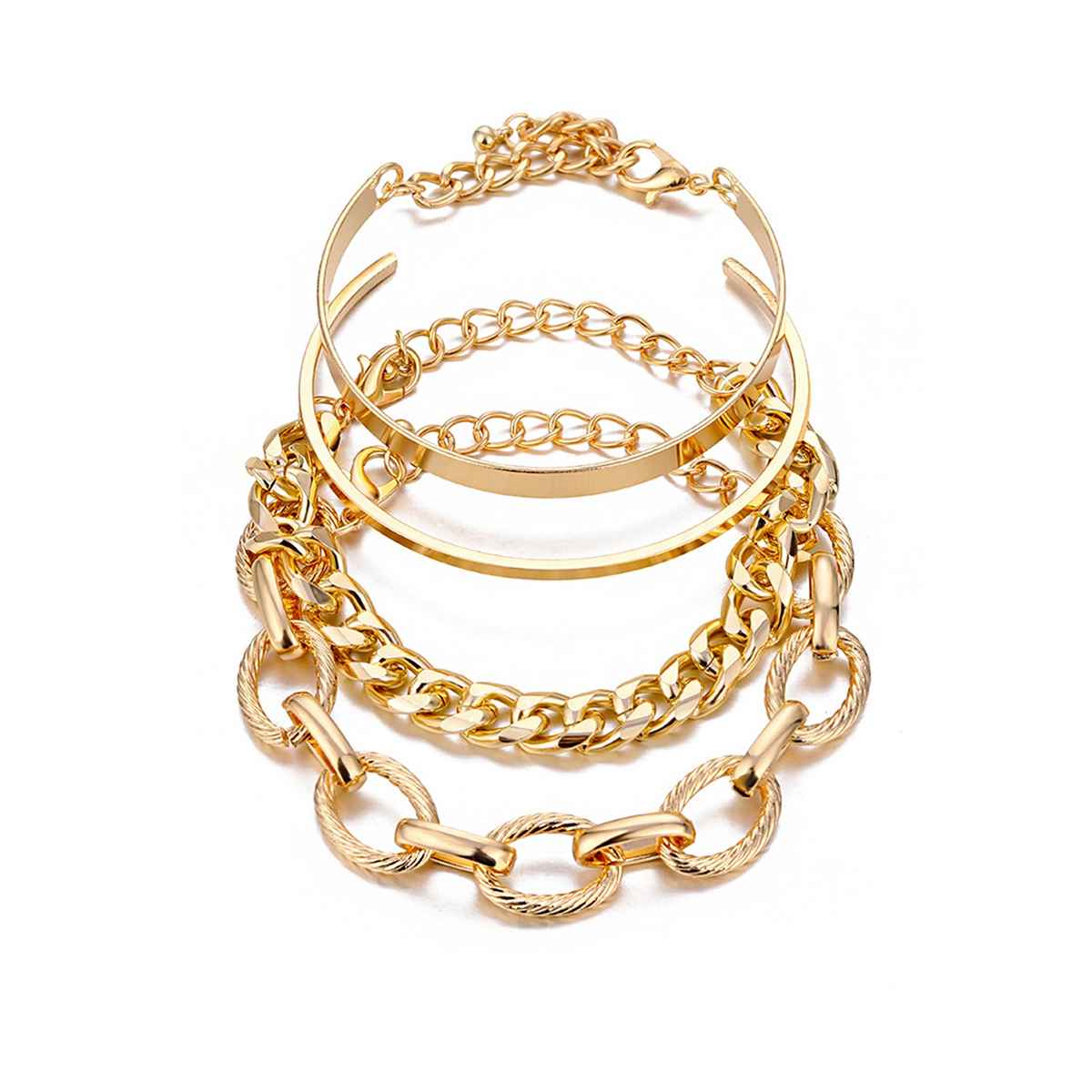 Yellow Chimes Combo Bracelets | Gold Plated 4 Pcs Chain Bracelet Set