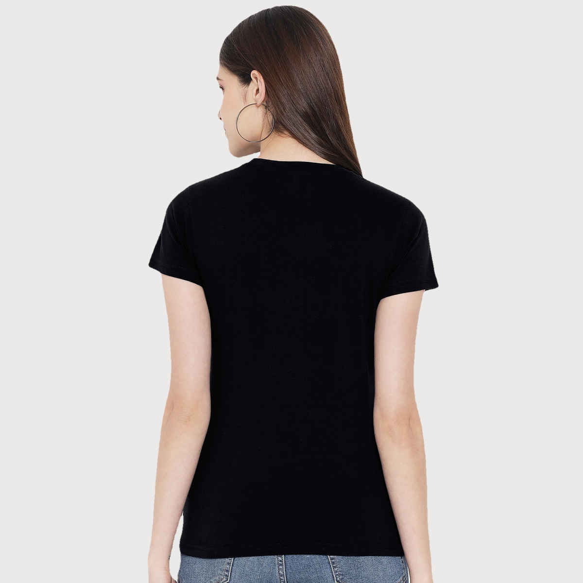 Fabflee Women Regular Cotton Printed Round Neck Tshirt | Black | FAB-WT-08 | S