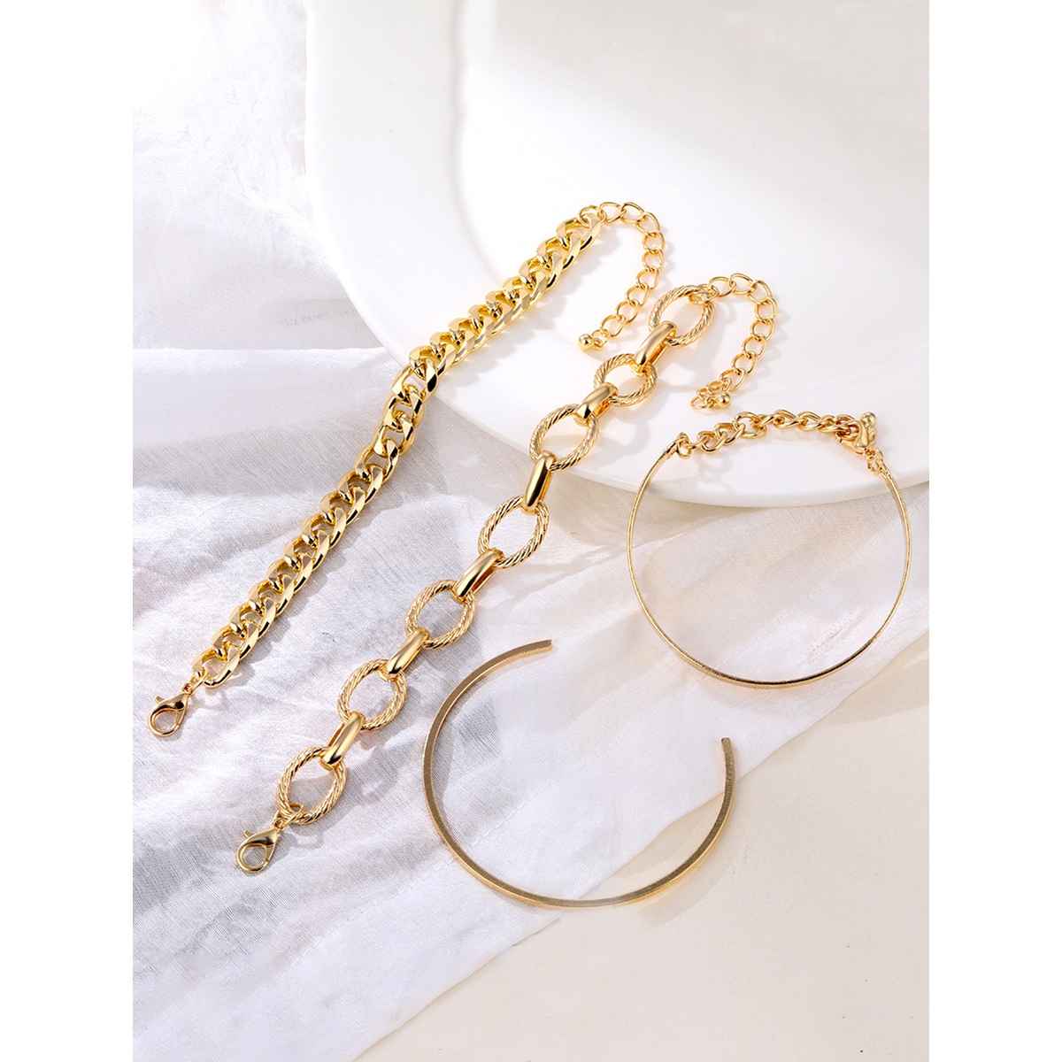 Yellow Chimes Combo Bracelets | Gold Plated 4 Pcs Chain Bracelet Set