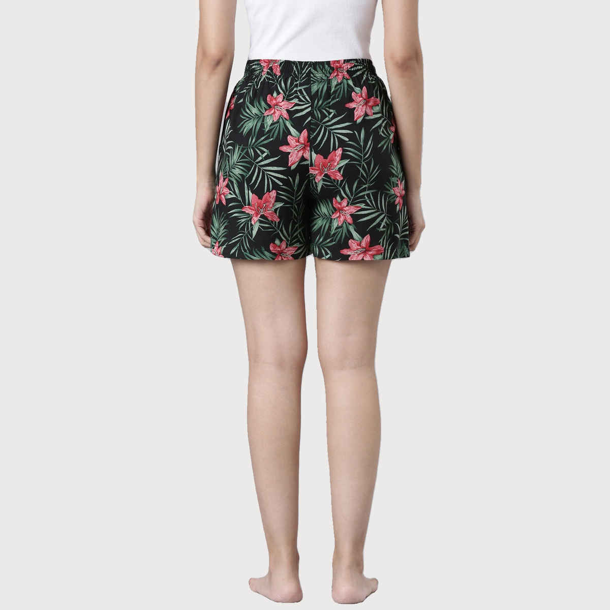 Go Colors Women's Printed Viscose Lounge Shorts | Black - M