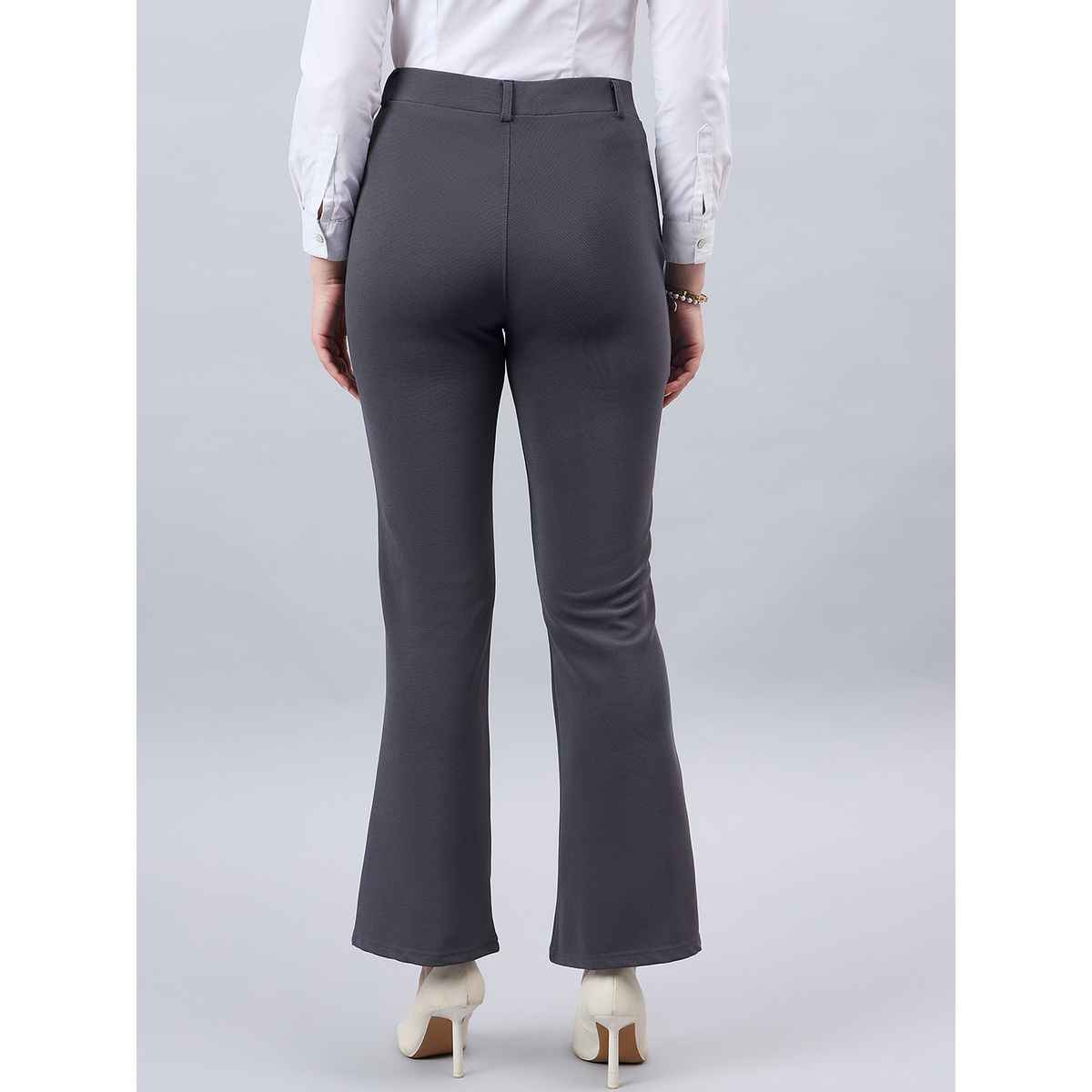 Style Quotient Women Self Design Polyester Formal Trouser | 34 | SS24SQSHAVA - Grey
