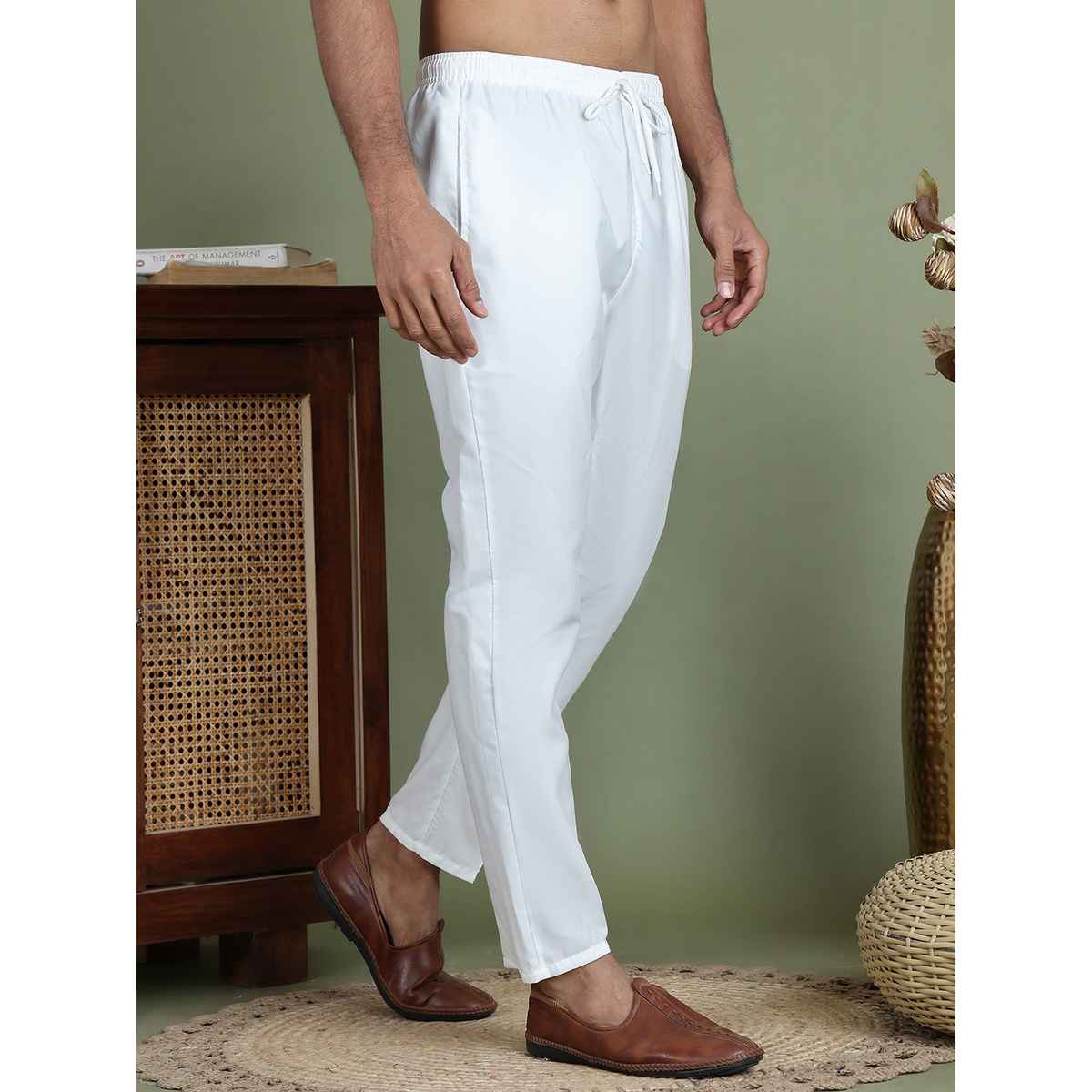 Jompers Men s Cotton Solid Pyjama ANKPJ 006 - White | 34