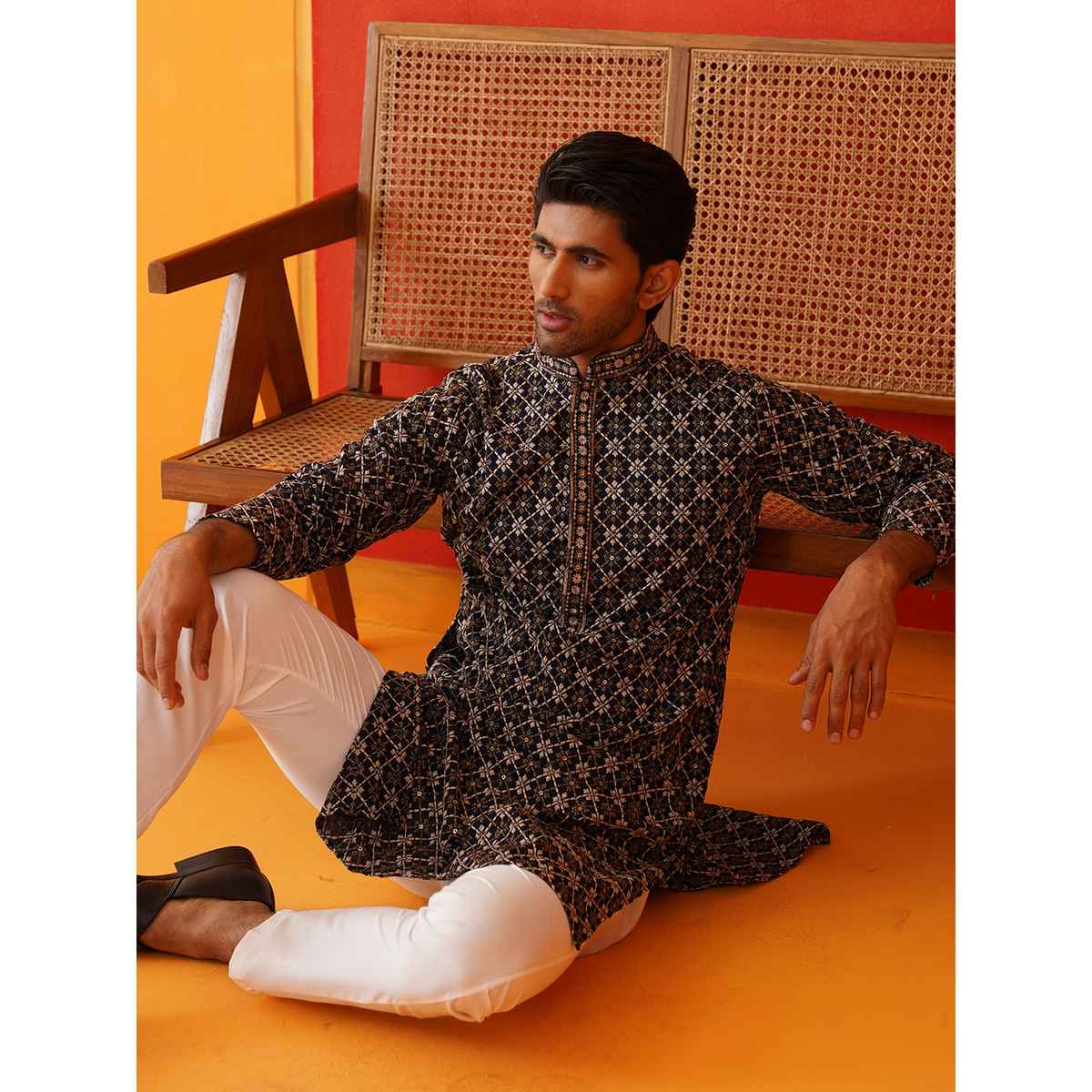 Jompers Embroidered Kurtas For Men s | KO 5127 | Navy | L