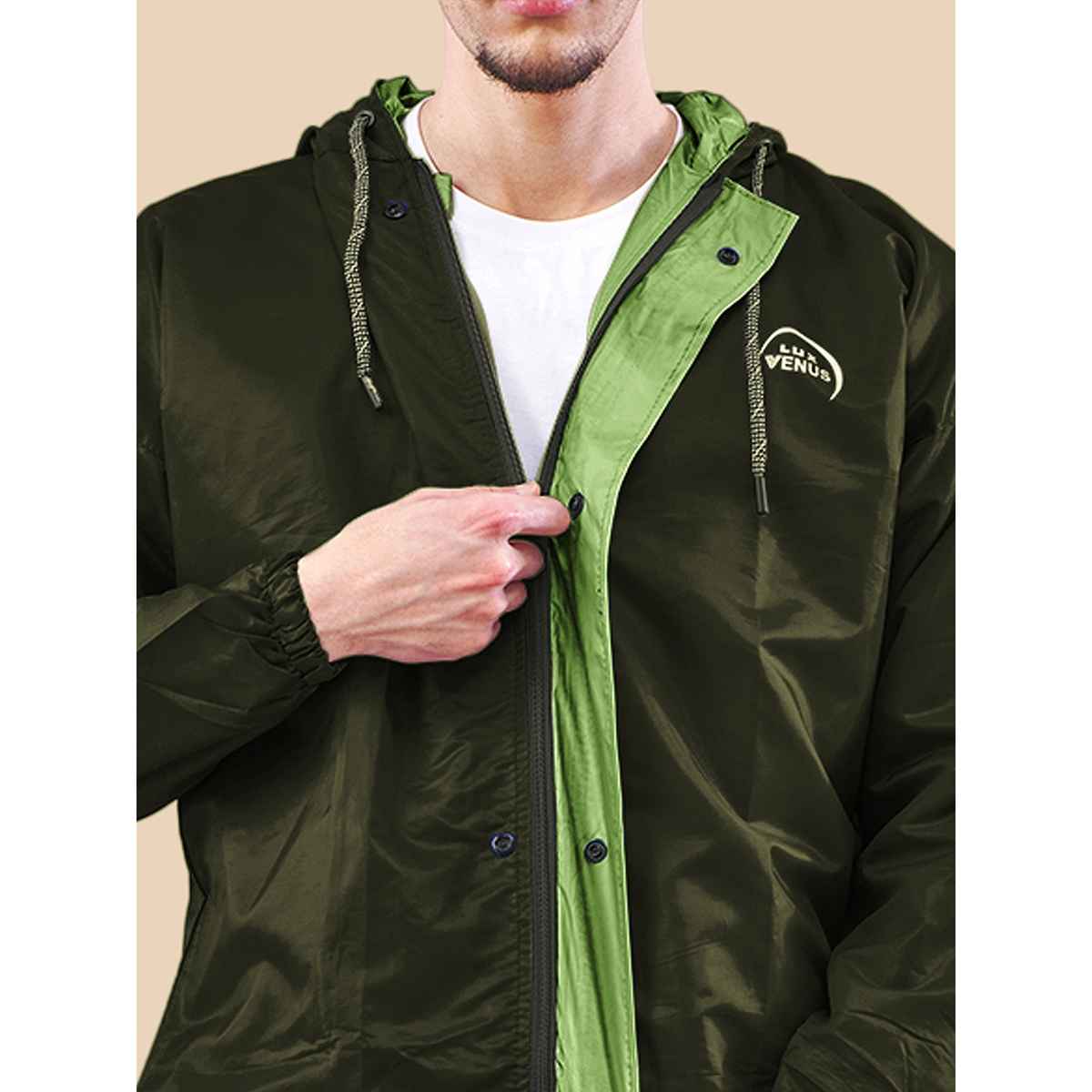 Lux Venus Reversible Rain Suit for Men - Military Green | XXL