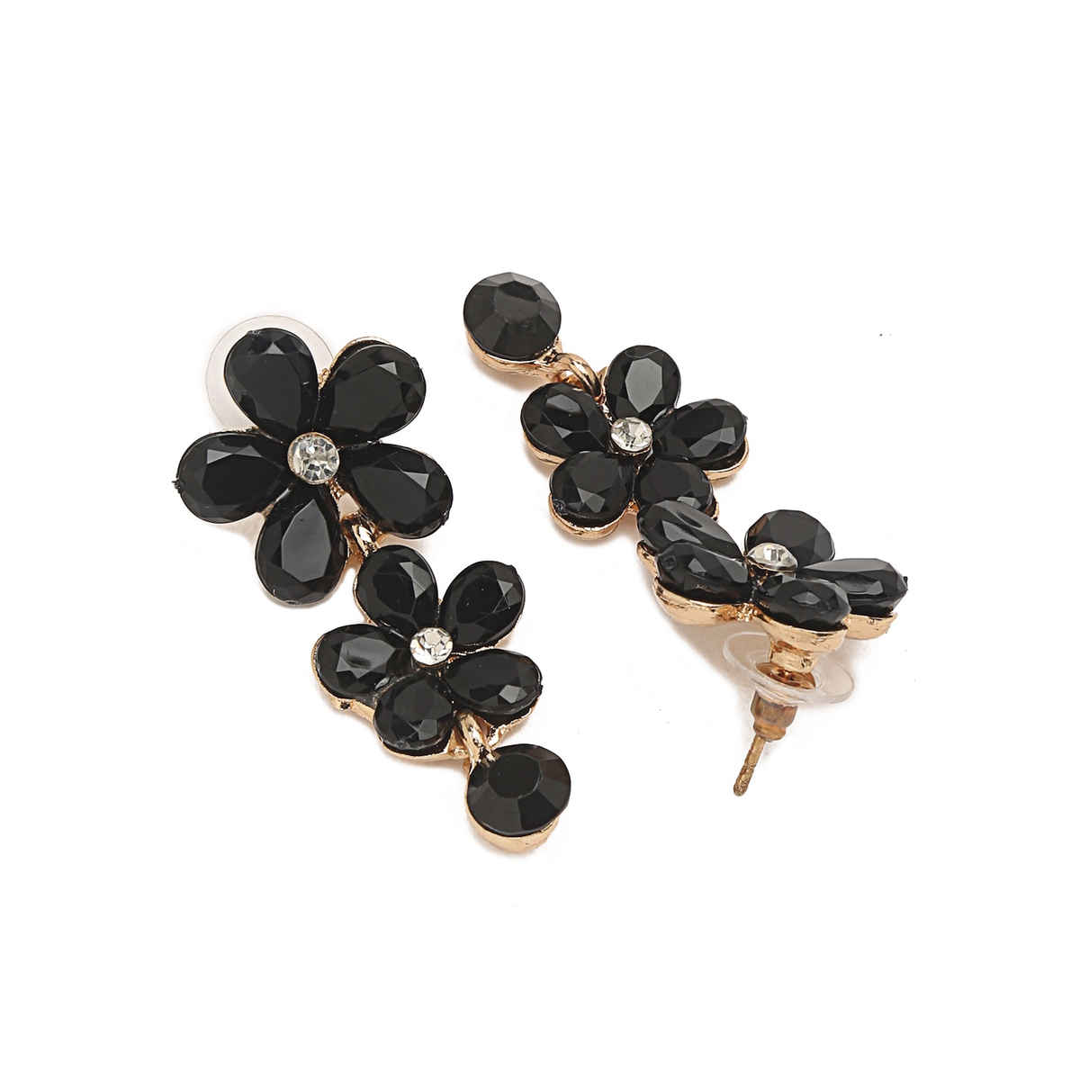 Youbella Crystal Necklace Jewellery Set With Earrings For Girls/Women (Black)(Ybnk - 5766)