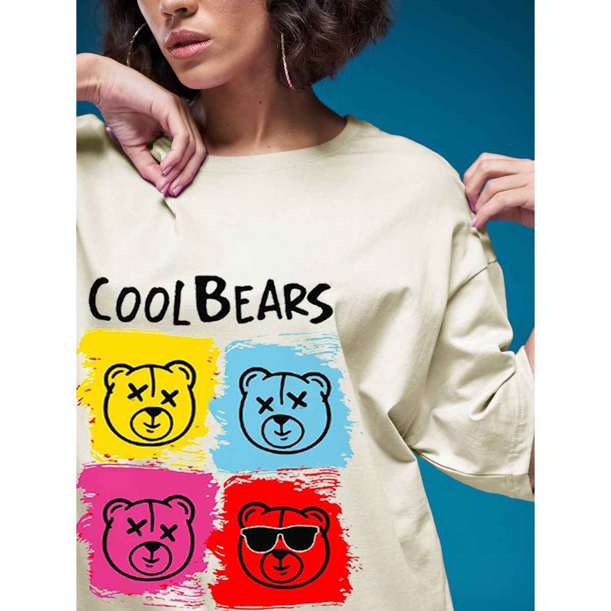 Smartees Women's Oversize Printed T-shirt | WW - 2048 | Skin - L