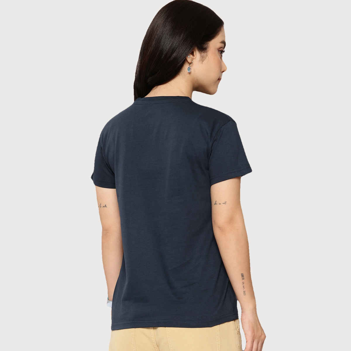 Dillinger Women's Regular Fit Printed T-shirt | WMNCR572NVY | Navy Blue - M