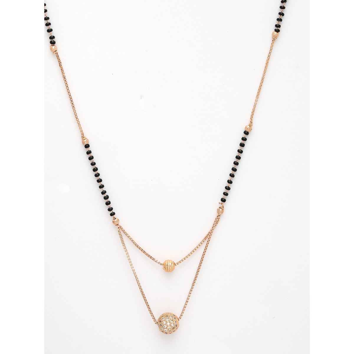 NVR Women's Rose Gold Cz Stone-studded & Beaded Layered Mangalsutra | NVR2721
