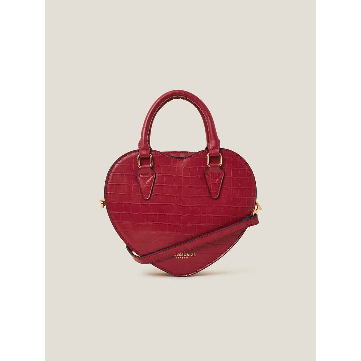 Accessorize London Women's Heart Handheld Sling Bag - Red