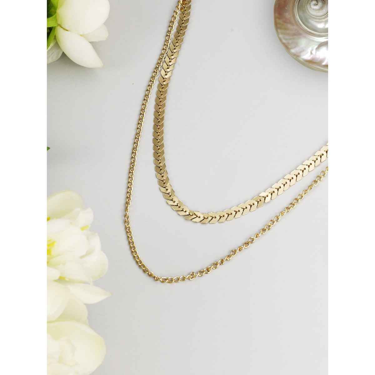 Priyaasi Gold - Toned Brass Gold Plated Layered Necklace