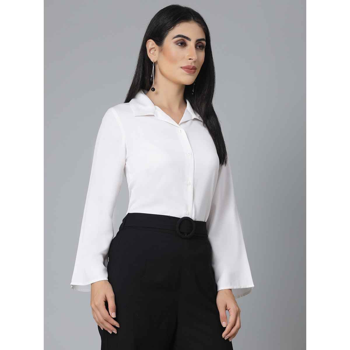 Style Quotients Women White Polyester Smart Casual Shirt | S | SS23SQANCHAL - White