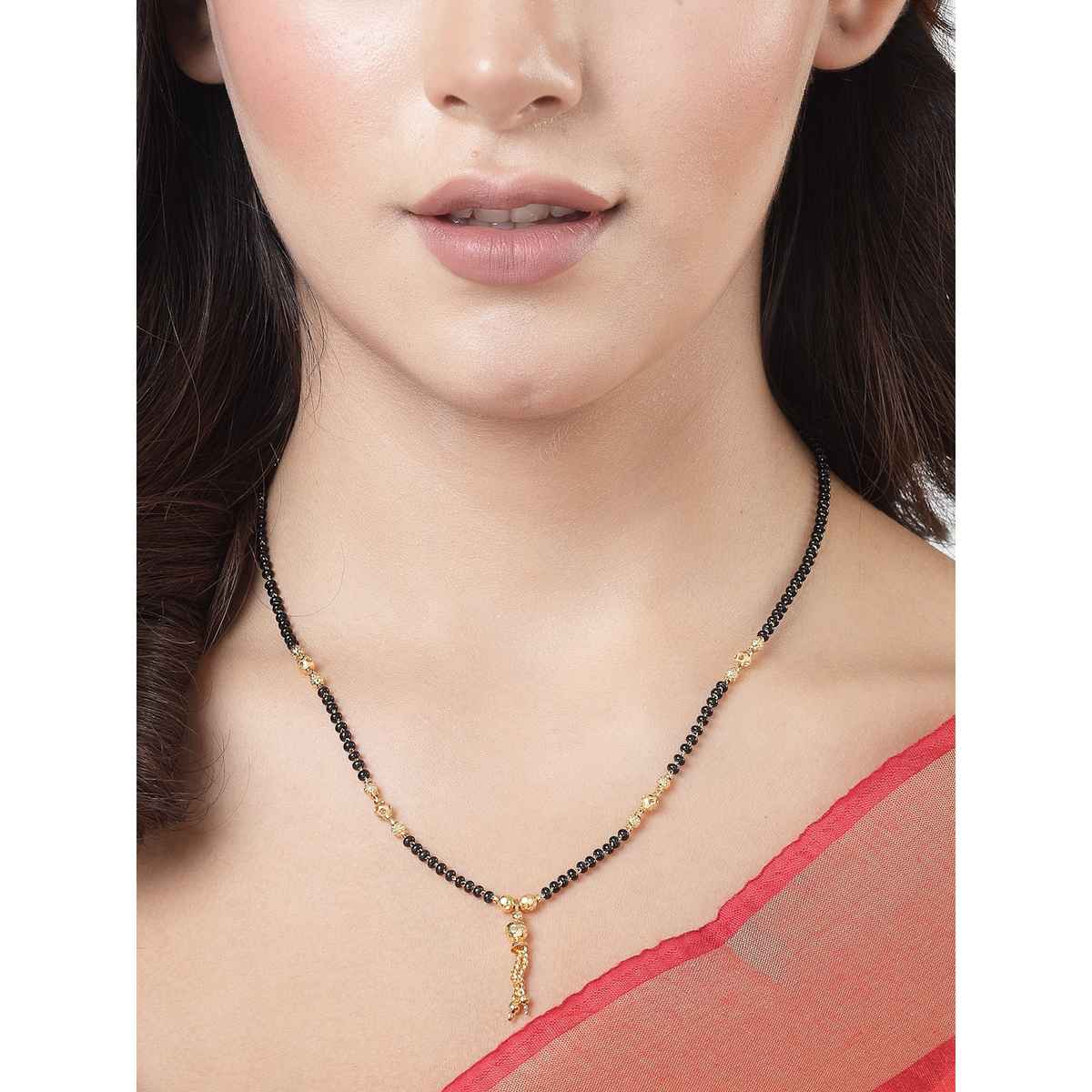 NVR Black Gold Plated Beaded Mangalsutra | NVR2144