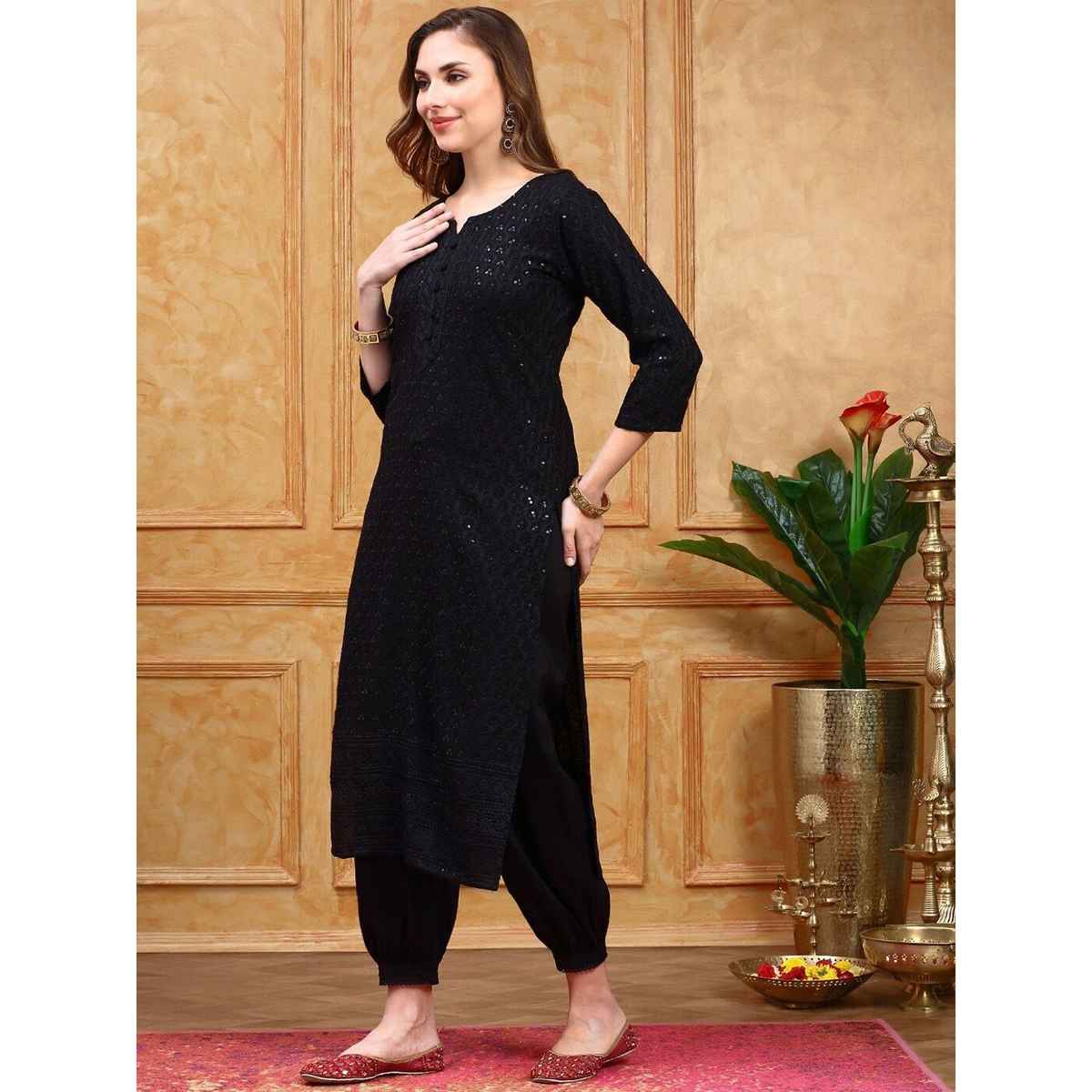 Ishin Women's Kurta | Black - M