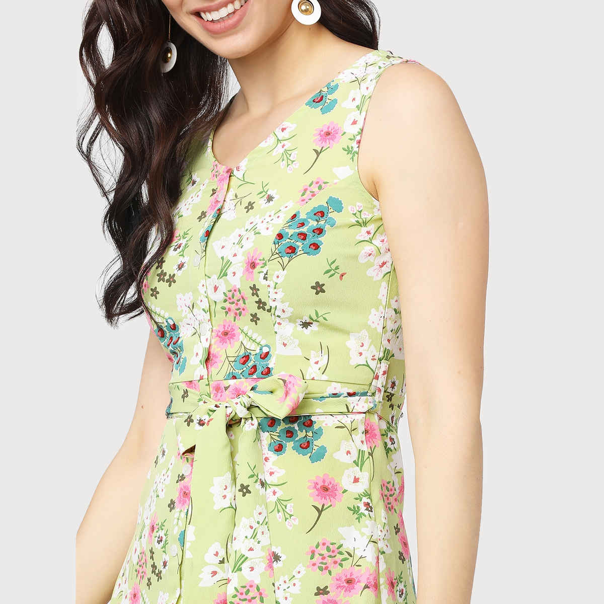 Tokyo Talkies Women's Floral A-Line Midi Dress | Green - XL