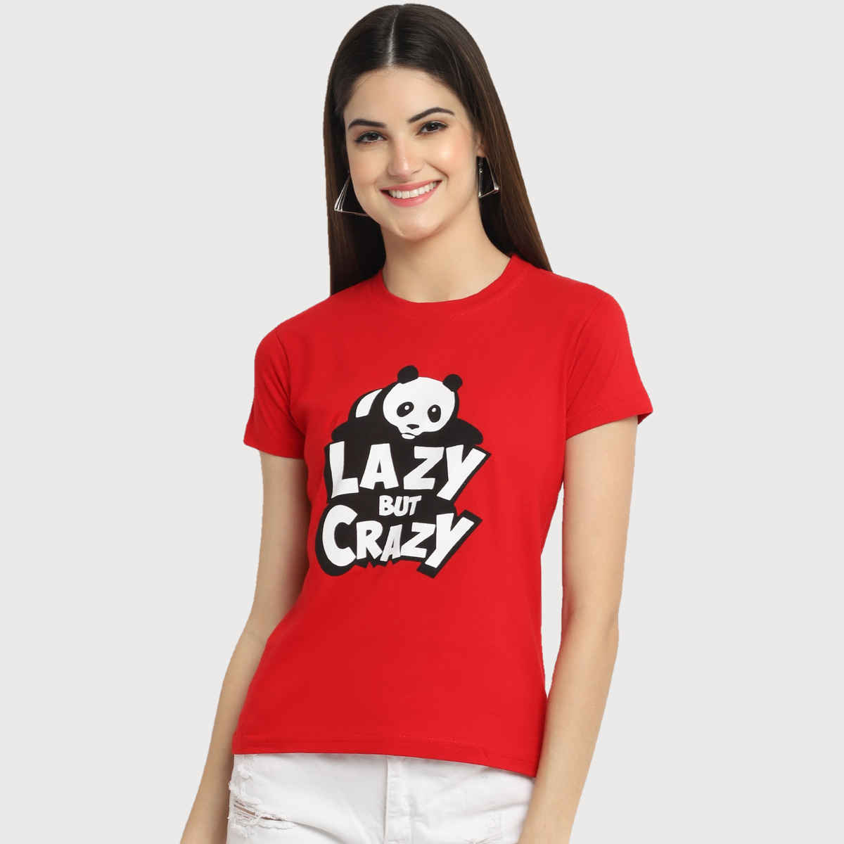 Fabflee Women Regular Cotton Printed Round Neck Tshirt | Red | FAB-WT-37 | S
